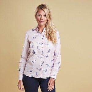 Barbour blue on white Pheasant print Safari Shirt, Size 4 (UK 8)